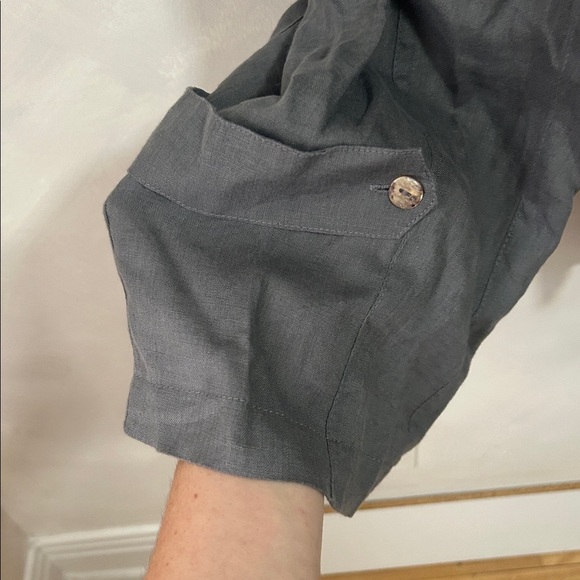 LUUKAA Grey Linen Cargo Pocket Pants 8 small - Picture 4 of 7